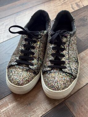 Steve Madden Black Glitter Low-Top Sneakers Gladis
